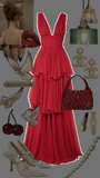 Elegant A Line V Neckline Chiffon Red Long Prom Dresses Evening Dress HZ1024