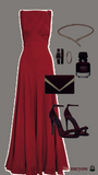 Elegant A Line Sleeveless Chiffon Red Long Prom Dresses Evening Dress HZ1024