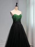 Pretty Ball Gown Sweetheart Tulle Long Black Ruffles Prom Dresses Sweet 16 Dresses HZ1024
