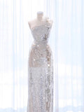 Elegant A Line One Shoulder Silver Sequin Party Dress Prom Dresses Evening Dress HZ1024