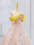 Cute Ball Gown Strapless Flowers Pink Evening Dress Prom Dress HZ1024