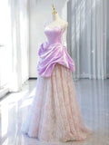 Elegant A line Off The Shoulder Pink Satin Ruffles Long Prom Dress Evening Dress HZ1024