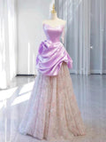 Elegant A line Off The Shoulder Pink Satin Ruffles Long Prom Dress Evening Dress HZ1024