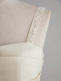 Chic High Low Straps Sleeveless Ivory Satin Wedding Dresses With Ruffles HZ1024