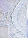 Elegant Mermaid Strapless Neckline Blue Sequin Long Prom Dress Evening Dresses HZ1024