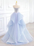 Elegant Mermaid Strapless Neckline Blue Sequin Long Prom Dress Evening Dresses HZ1024