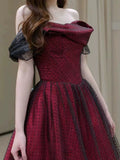 Sexy Ball Gown Off The Shoulder Red Tulle Long Prom Dresses Evening Dress HZ1024
