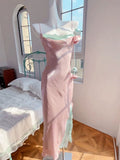 Cute A Line Spaghetti Straps Sleeveless Pink Long Prom Dresses Party Dress HZ1024