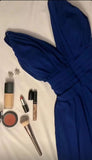 Classy A Line V Neckline Royal Blue Long Pleated Party Dress Chiffon Prom Dresses Evening Dress HZ1024