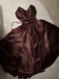 Classy A Line Spaghetti Straps Brown Pleated Party Dress Prom Dresses Evening Dress HZ1024