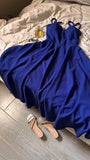 Classy A Line Spaghetti Straps Royal Blue Pleated Party Dress Prom Dresses Evening Dress HZ1024