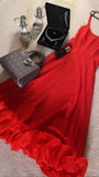 Classy A Line Spaghetti Straps Red Flowers Party Dress Prom Dresses Evening Dress HZ1024