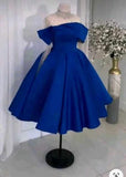 Sexy Ball Gown Off The Shoulder Satin Royal Blue Short Homecoming Dress Birthday Dresses HZ1024