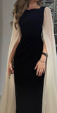 Classy Sheath Long Sleeves Black Chiffon Long Party Dress Prom Dresses Evening Dress HZ1024