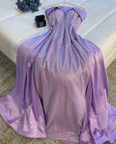 Classy Sheath Strapless Long Lilac Satin Party Dress Prom Dresses Evening Dress HZ1024