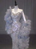 Pretty Mermaid Sweetheart Sequin Long Evening Dress Prom Dresses Birthday Outfits HZ1024