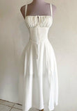 Cute A line Spaghetti Straps White Chiffon Homecoming Dress 19th Birthday Outfits HZ1024