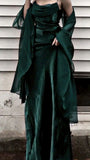 Vintage A line Spaghetti Straps Green Chiffon Long Length Prom Dresses Birthday Outfits HZ1024