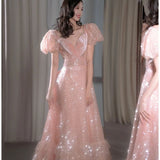 Gorgeous A Line Sweetheart Sequin Pink Long Evening Dress Prom Dresses Birthday Outfits HZ1024