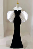 Gorgeous Sheath Off The Shoulder Black Velvet Evening Dress Prom Dresses Birthday Outfits HZ1024
