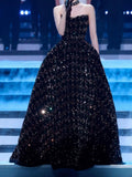 Gorgeous Ball Gown Sweetheart Black Sequin Long Evening Dress Prom Dresses Birthday Outfits HZ1024
