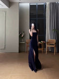 Gorgeous Sheath Spaghetti Straps Navy Blue Sequin Evening Dress Prom Dresses Birthday Outfits HZ1024