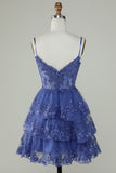 Simple Straps A-Line Applique Tulle Homecoming Dress HZ1024