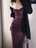 Gorgeous Mermaid Spaghetti Straps Grape Sequin Evening Dress Prom Dresses Birthday Outfits HZ1024