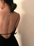 Gorgeous Sheath Spaghetti Straps Black Evening Dress Prom Dresses Birthday Outfits HZ1024