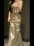 Sexy Sheath Strapless Gold Sequin Evening Dress Prom Dresses Birthday Outfits HZ1024