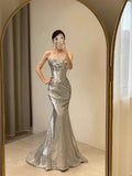 Sexy Mermaid Sequin Long Evening Dress Prom Dresses Birthday Outfits HZ1024