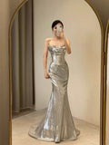 Sexy Mermaid Sequin Long Evening Dress Prom Dresses Birthday Outfits HZ1024