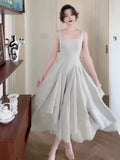 Simple A line Square Neckline Green Sleeveless Chiffon Prom Dresses Birthday Party Dress HZ1024