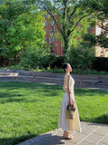 Vintage Mermaid Square Neckline White Sleeveless Satin Prom Dresses Birthday Party Dress HZ1024