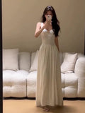 Vintage A Line Straps White Backless Evening Dress Prom Dresses HZ1024