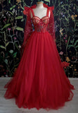 Gorgeous Red Long Evening Dress Prom Dresses Birthday Outfits HZ1024