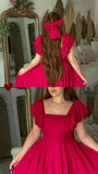 Sexy A line Square Neckline Hot Pink Prom Dress Party Evening Dress HZ1024
