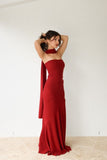 Pretty Mermaid Strapless Burgundy Long Prom Dress Evening Dresses HZ1024