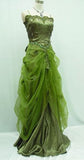 Pretty Ball Gown Spaghetti Straps Green Tulle Ruffles Long Prom Dress Evening Dresses HZ1024