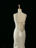 Pretty Mermaid Halter Sequin Long Prom Dresses Party backless Evening Dress HZ1024