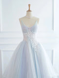 Pretty Ball Gown Spaghetti Straps Tulle Long Prom Dresses Party Gown Evening Dress HZ1024