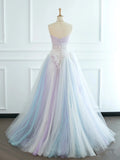 Pretty Ball Gown Spaghetti Straps Tulle Long Prom Dresses Party Gown Evening Dress HZ1024