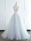 Pretty Ball Gown Spaghetti Straps Tulle Long Prom Dresses Party Gown Evening Dress HZ1024