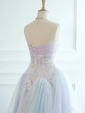 Pretty Ball Gown Spaghetti Straps Tulle Long Prom Dresses Party Gown Evening Dress HZ1024
