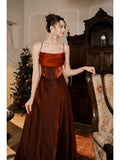 Pretty Mermaid Spaghetti Straps Burgundy Long Prom Dresses Party Evening Dress HZ1024