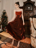 Pretty Mermaid Spaghetti Straps Burgundy Long Prom Dresses Party Evening Dress HZ1024