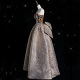 Pretty Ball Gown Strapless Long Shiny Satin Prom Dresses Party Evening Dress HZ1024