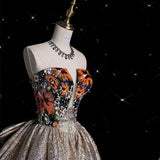 Pretty Ball Gown Strapless Long Shiny Satin Prom Dresses Party Evening Dress HZ1024
