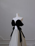 Pretty Ball Gown Off The Shoulder Black Velvet Long Prom Dresses Party Evening Dress HZ1024