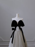 Pretty Ball Gown Off The Shoulder Black Velvet Long Prom Dresses Party Evening Dress HZ1024